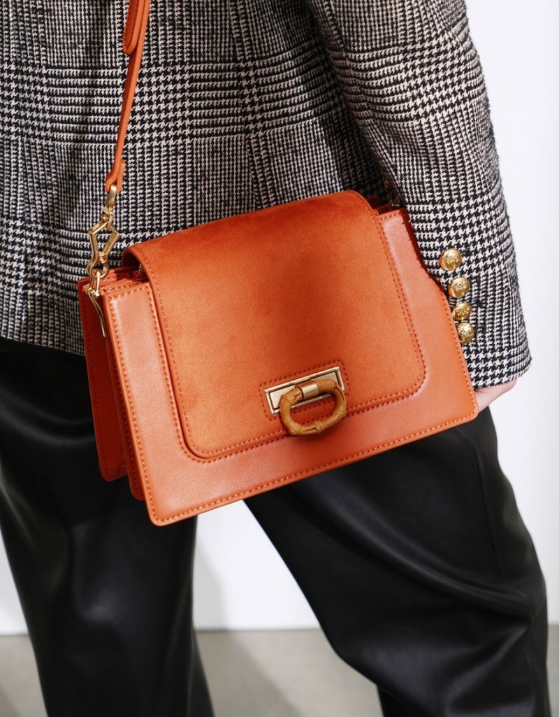 τσάντεσ χιαστί Charles And Keith Textured πορτοκαλι | 06257-LVXY