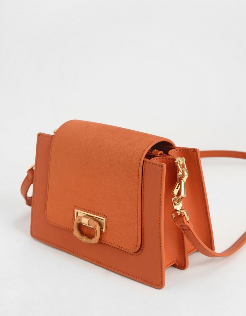 τσάντεσ χιαστί Charles And Keith Textured πορτοκαλι | 06257-LVXY