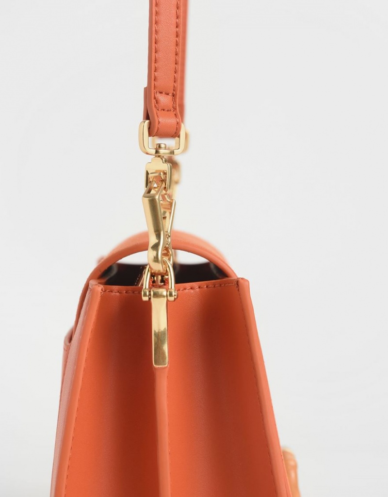 τσάντεσ χιαστί Charles And Keith Textured πορτοκαλι | 06257-LVXY