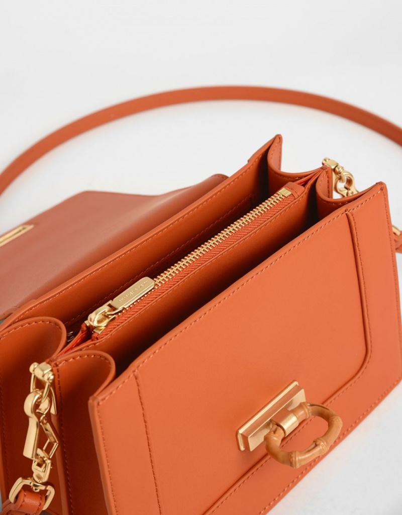 τσάντεσ χιαστί Charles And Keith Textured πορτοκαλι | 06257-LVXY