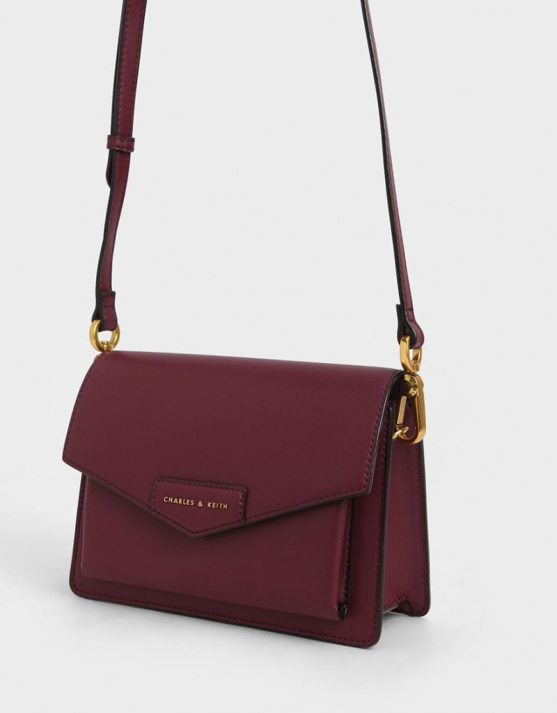 τσάντεσ χιαστί Charles And Keith Tiaret Envelope μπορντο | 09681-MYCB