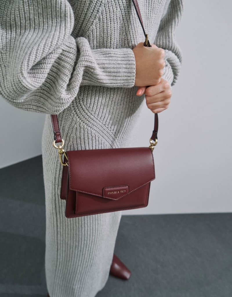 τσάντεσ χιαστί Charles And Keith Tiaret Envelope μπορντο | 09681-MYCB