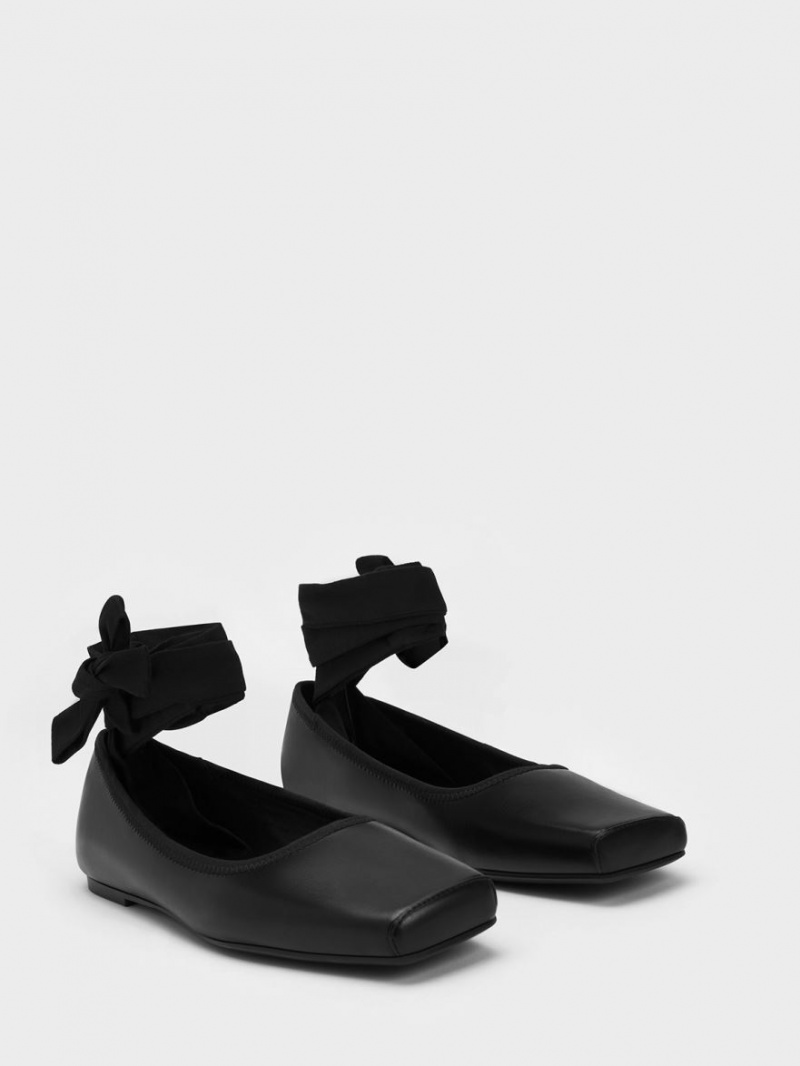 Παπουτσια Μπαλαρινεσ Charles And Keith Tie-Around μαυρα | 30574-NYTX