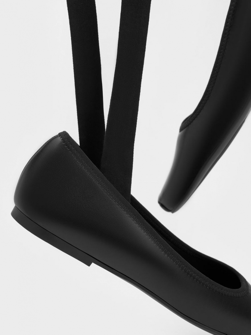 Παπουτσια Μπαλαρινεσ Charles And Keith Tie-Around μαυρα | 30574-NYTX