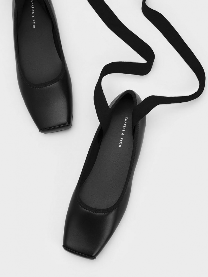 Παπουτσια Μπαλαρινεσ Charles And Keith Tie-Around μαυρα | 30574-NYTX