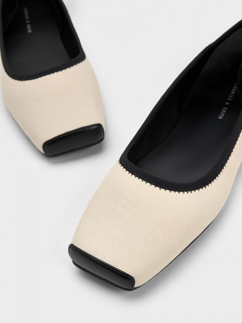 Παπουτσια Μπαλαρινεσ Charles And Keith Tie-Around καμβα Μπεζ | 02185-VFZL