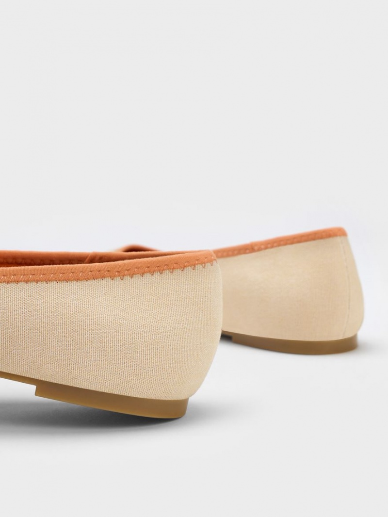 Παπουτσια Μπαλαρινεσ Charles And Keith Tie-Around καμβα πορτοκαλι | 74169-TZME
