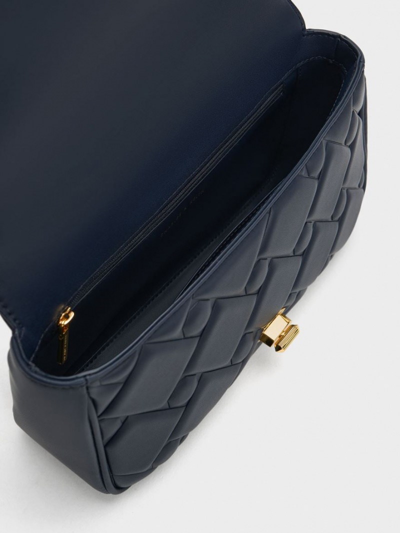 τσάντεσ χιαστί Charles And Keith Tillie Καπιτονέ Chain σκουρο μπλε | 67218-FVQD