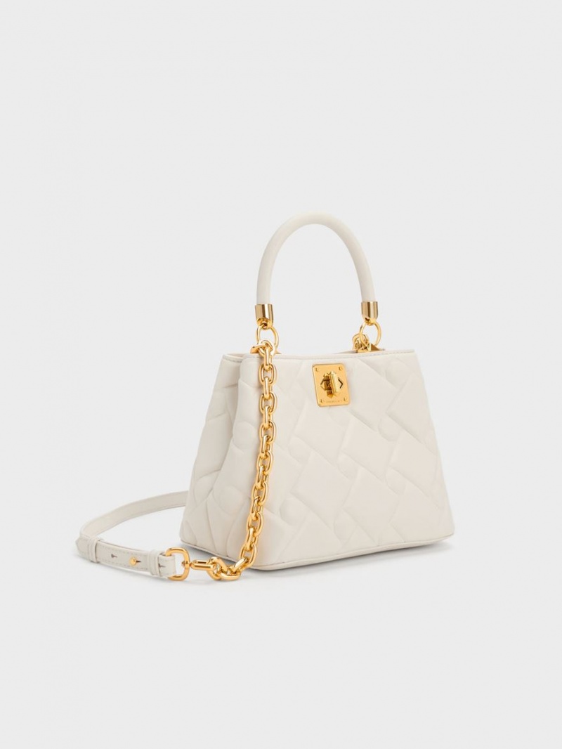 τσαντα χειροσ Charles And Keith Tillie Καπιτονέ Top κρέμα | 96270-PFJE