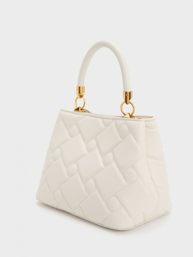 τσαντα χειροσ Charles And Keith Tillie Καπιτονέ Top κρέμα | 96270-PFJE