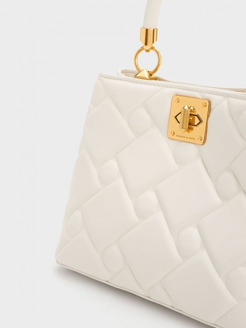 τσαντα χειροσ Charles And Keith Tillie Καπιτονέ Top κρέμα | 96270-PFJE
