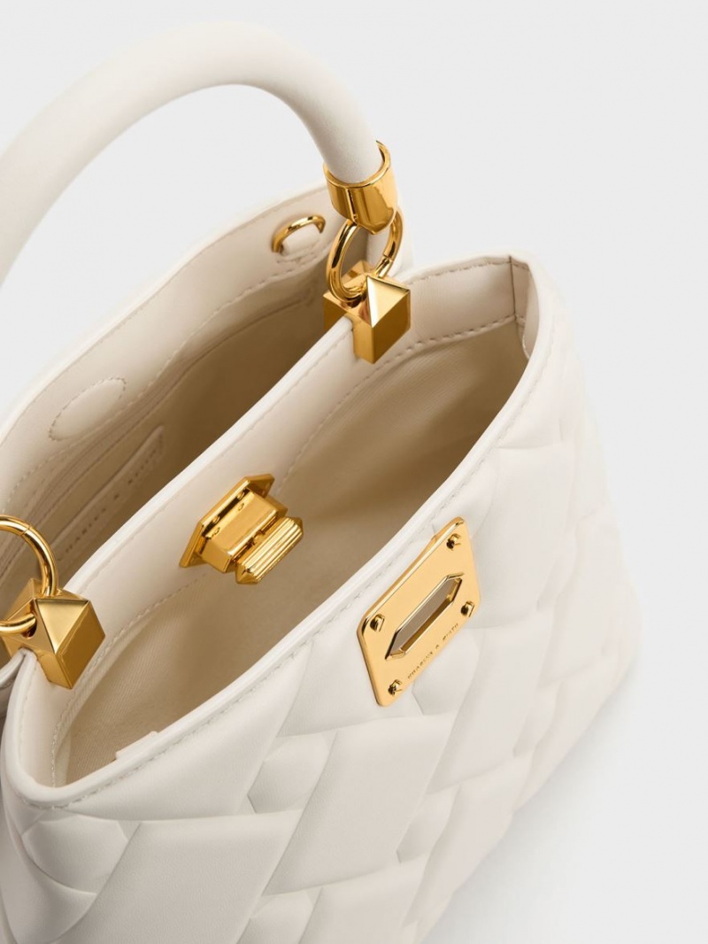 τσαντα χειροσ Charles And Keith Tillie Καπιτονέ Top κρέμα | 96270-PFJE
