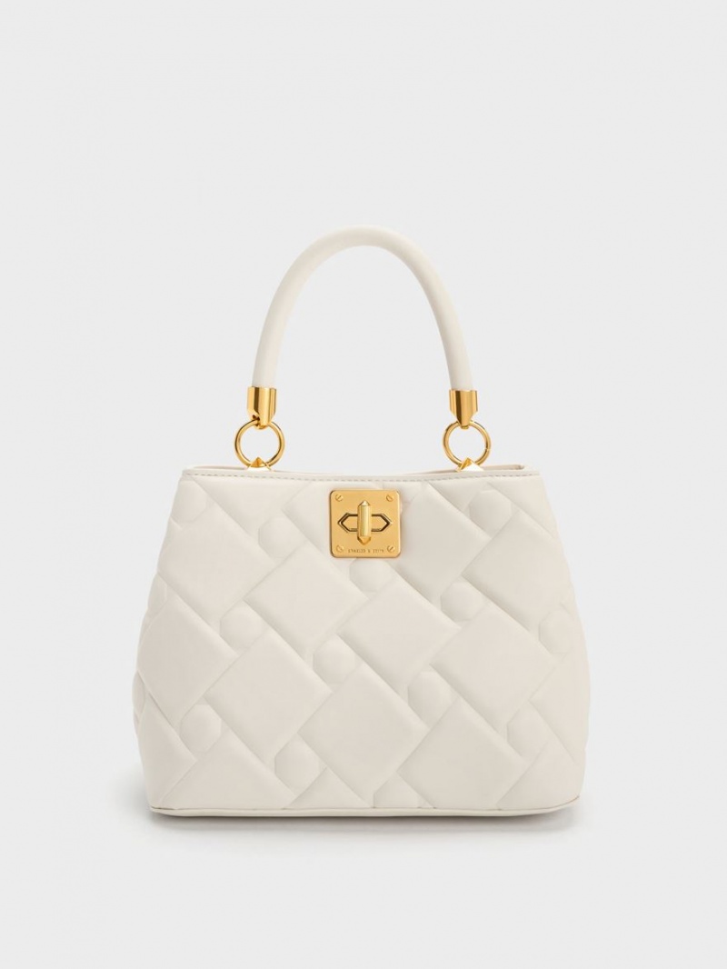 τσαντα χειροσ Charles And Keith Tillie Καπιτονέ Top κρέμα | 96270-PFJE