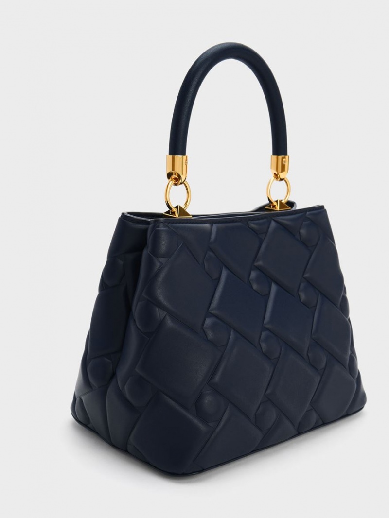 τσαντα χειροσ Charles And Keith Tillie Καπιτονέ Top σκουρο μπλε | 04729-JEXS