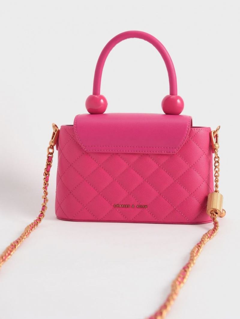τσάντεσ ώμου Charles And Keith Top Handle Circle φουξια | 84736-ITZV