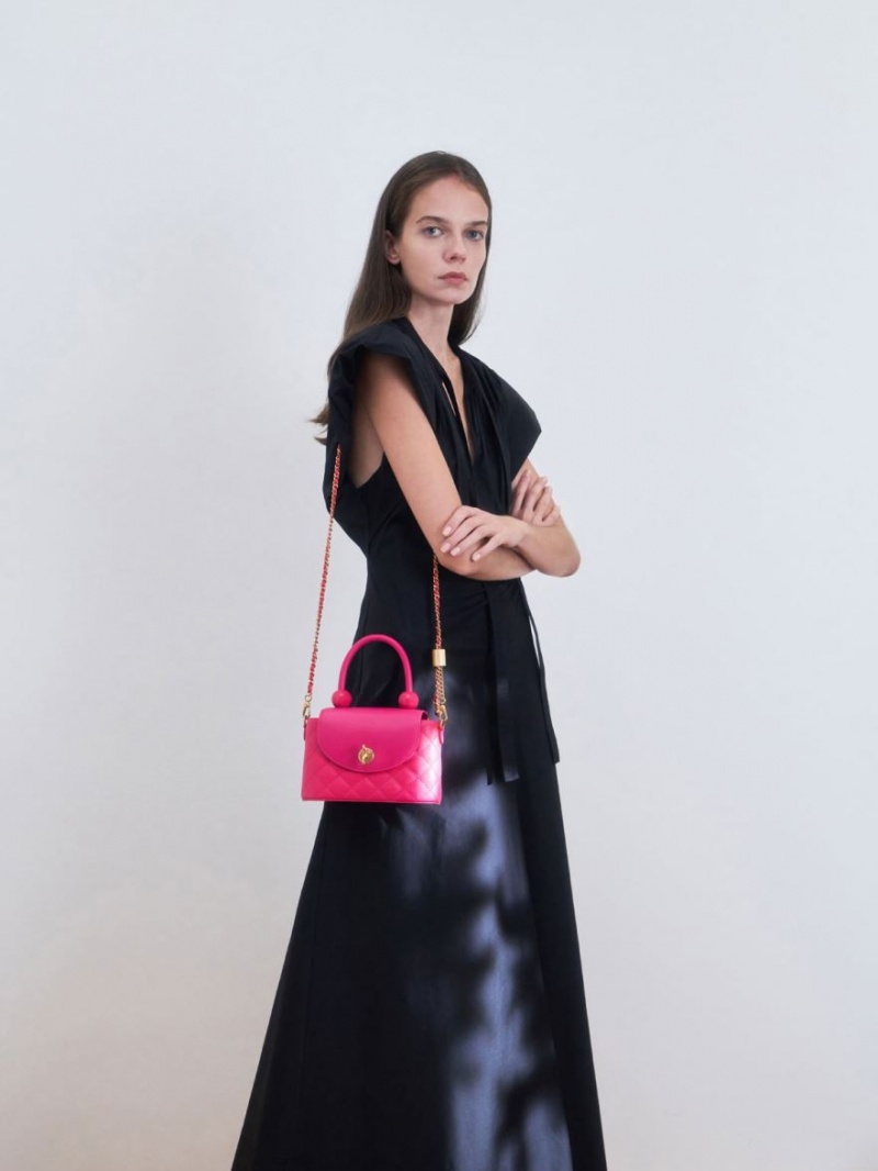 τσάντεσ ώμου Charles And Keith Top Handle Circle φουξια | 84736-ITZV