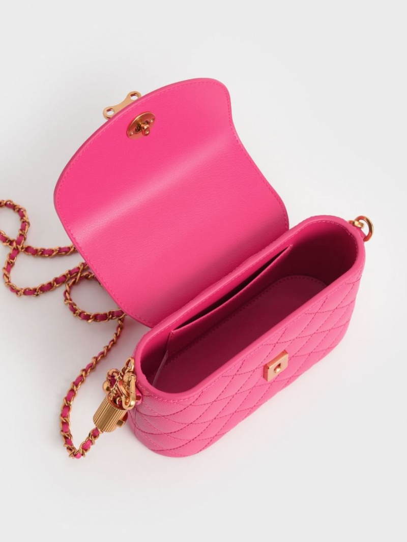τσάντεσ ώμου Charles And Keith Top Handle Circle φουξια | 84736-ITZV