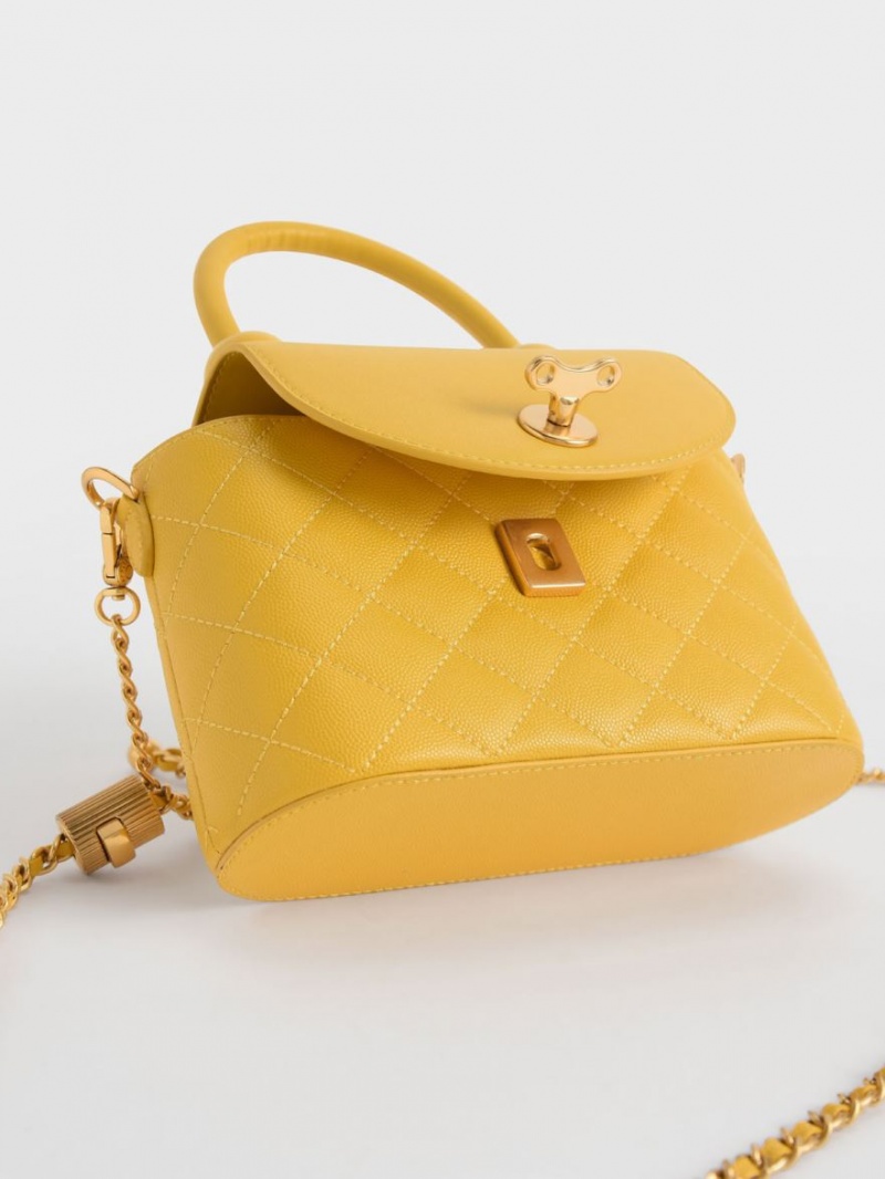 τσάντεσ ώμου Charles And Keith Top Handle Circle κίτρινα | 25734-JXFQ