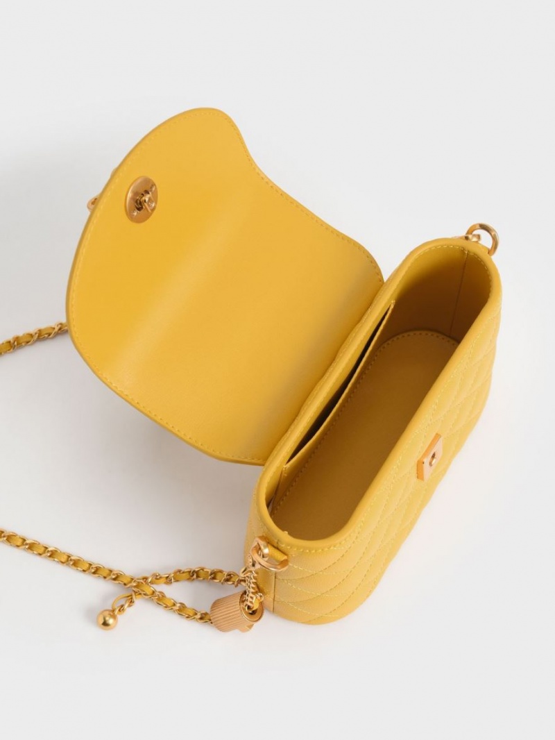 τσάντεσ ώμου Charles And Keith Top Handle Circle κίτρινα | 25734-JXFQ