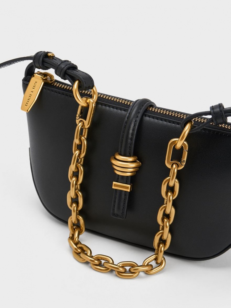 τσάντεσ ώμου Charles And Keith Trudy Belted Geometric μαυρα | 96748-OGXL
