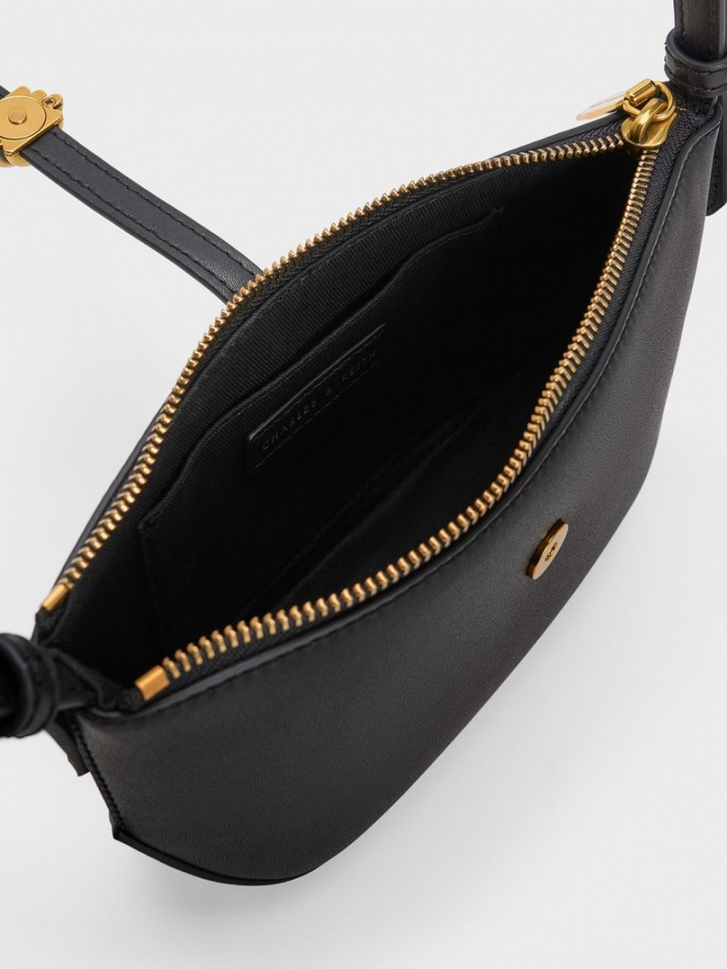 τσάντεσ ώμου Charles And Keith Trudy Belted Geometric μαυρα | 96748-OGXL