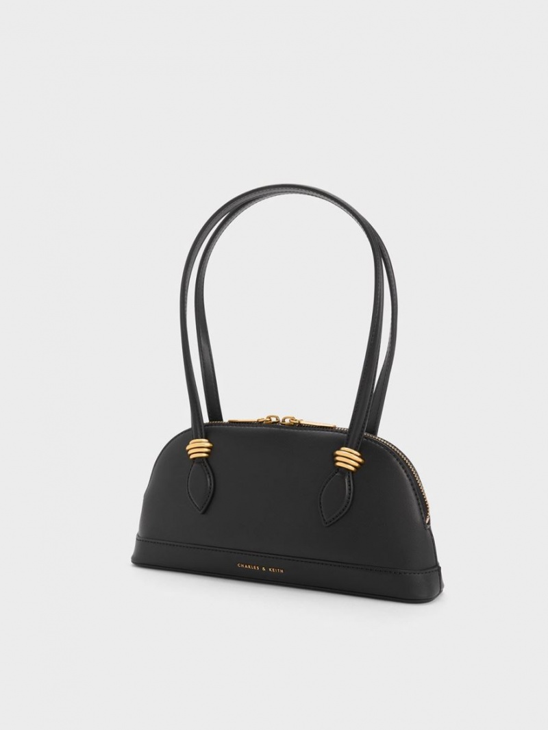 τσάντεσ ώμου Charles And Keith Trudy Elongated Handle μαυρα | 61095-RVQP
