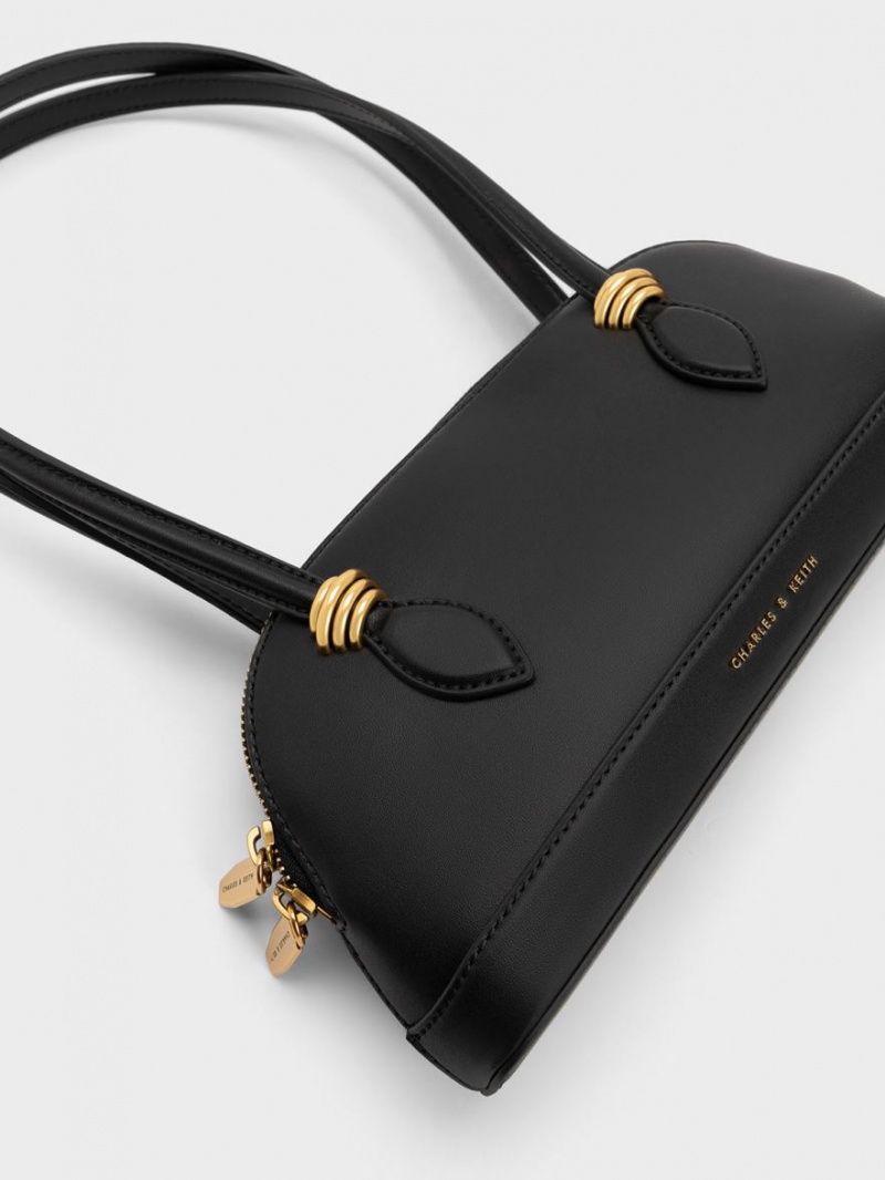 τσάντεσ ώμου Charles And Keith Trudy Elongated Handle μαυρα | 61095-RVQP
