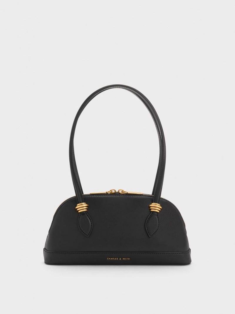 τσάντεσ ώμου Charles And Keith Trudy Elongated Handle μαυρα | 61095-RVQP