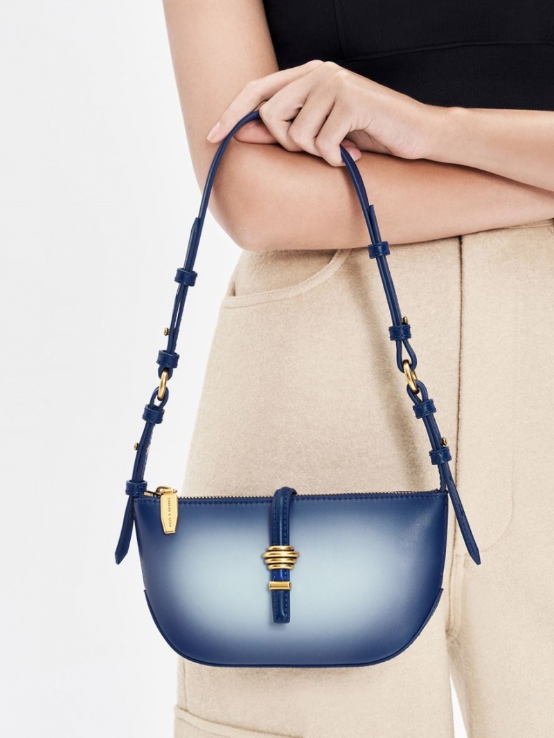 τσάντεσ ώμου Charles And Keith Trudy Ombre Belted Geometric σκουρο μπλε | 41768-SUYT