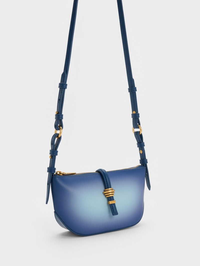 τσάντεσ ώμου Charles And Keith Trudy Ombre Belted Geometric σκουρο μπλε | 41768-SUYT
