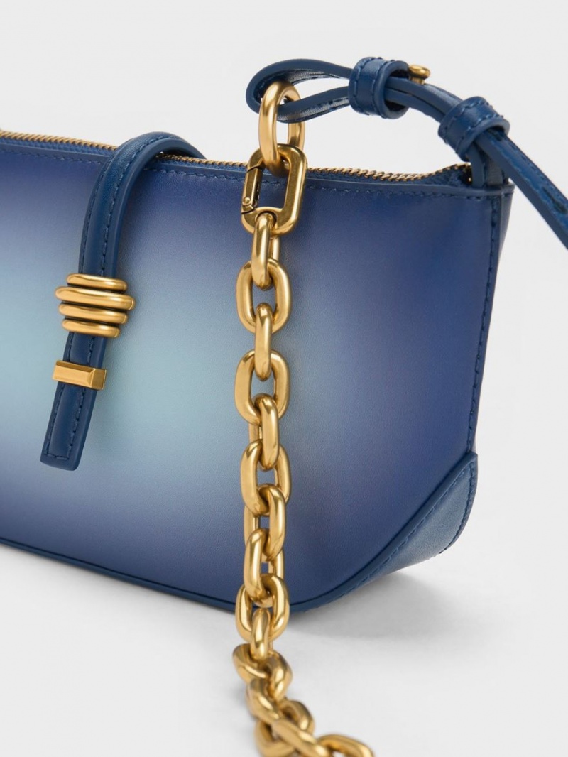 τσάντεσ ώμου Charles And Keith Trudy Ombre Belted Geometric σκουρο μπλε | 41768-SUYT