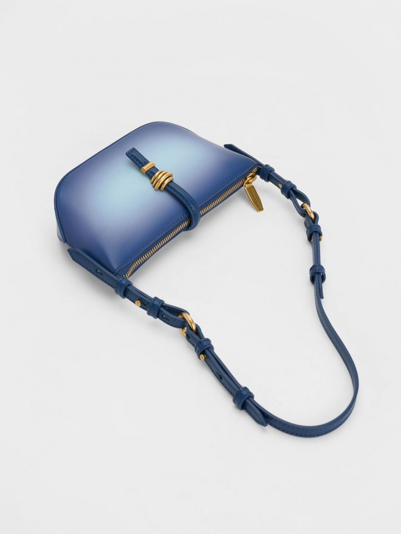 τσάντεσ ώμου Charles And Keith Trudy Ombre Belted Geometric σκουρο μπλε | 41768-SUYT