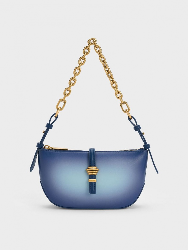 τσάντεσ ώμου Charles And Keith Trudy Ombre Belted Geometric σκουρο μπλε | 41768-SUYT