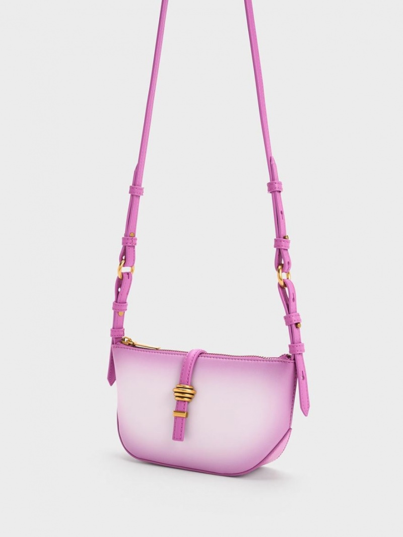 τσάντεσ ώμου Charles And Keith Trudy Ombre Belted Geometric μωβ | 42856-OLWQ