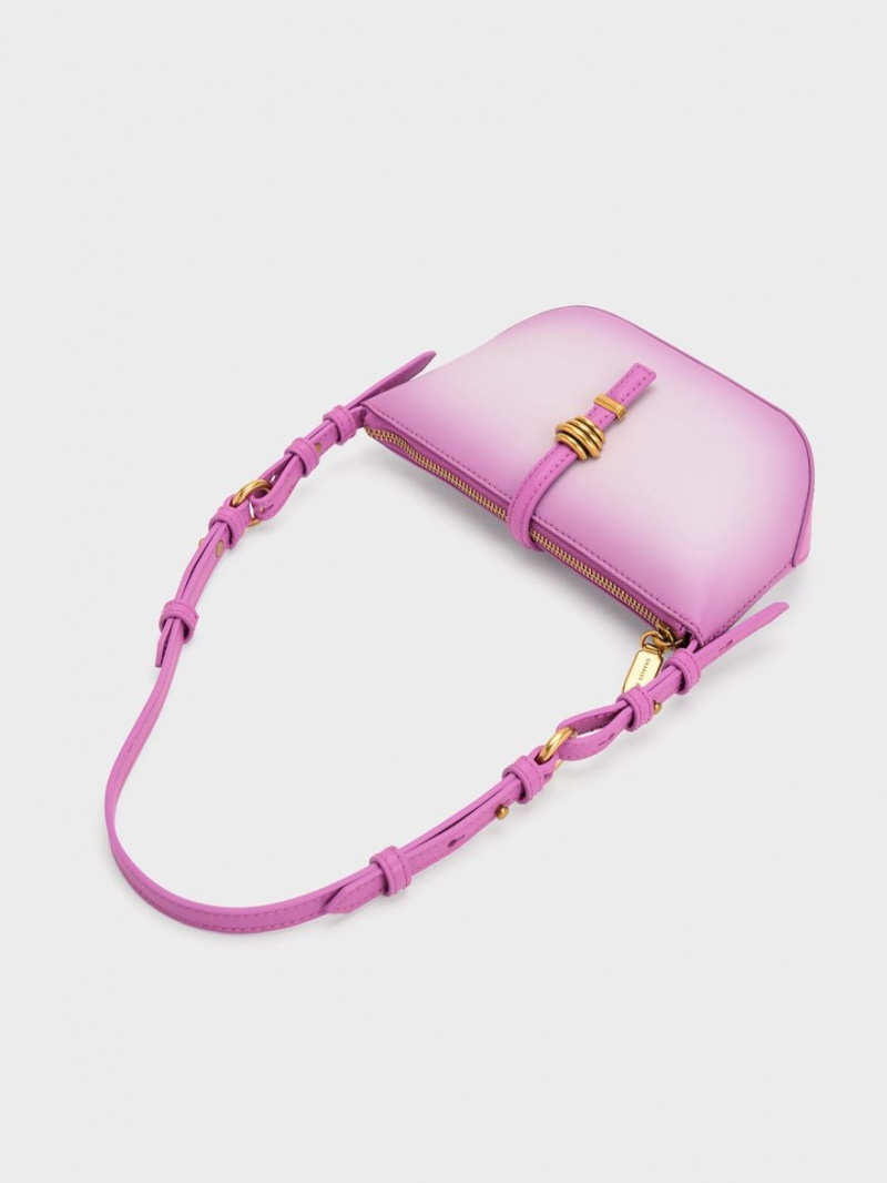 τσάντεσ ώμου Charles And Keith Trudy Ombre Belted Geometric μωβ | 42856-OLWQ