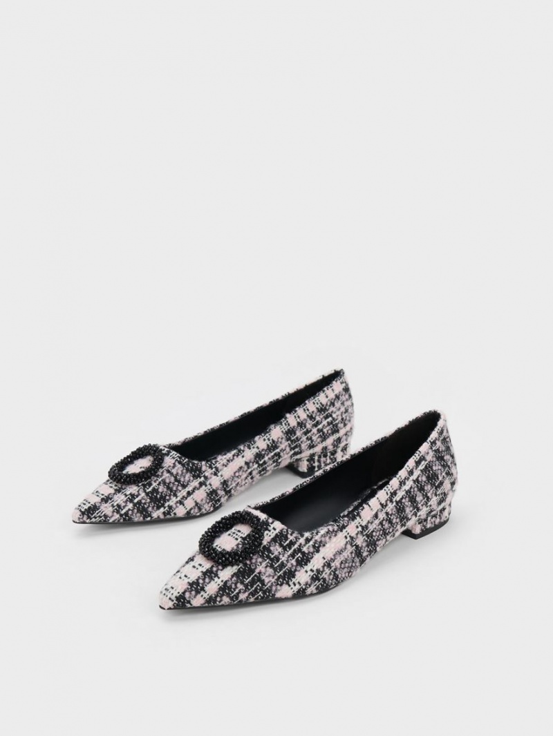 Παπουτσια Μπαλαρινεσ Charles And Keith Tweed Beaded Circle μαυρα | 12463-KSHD