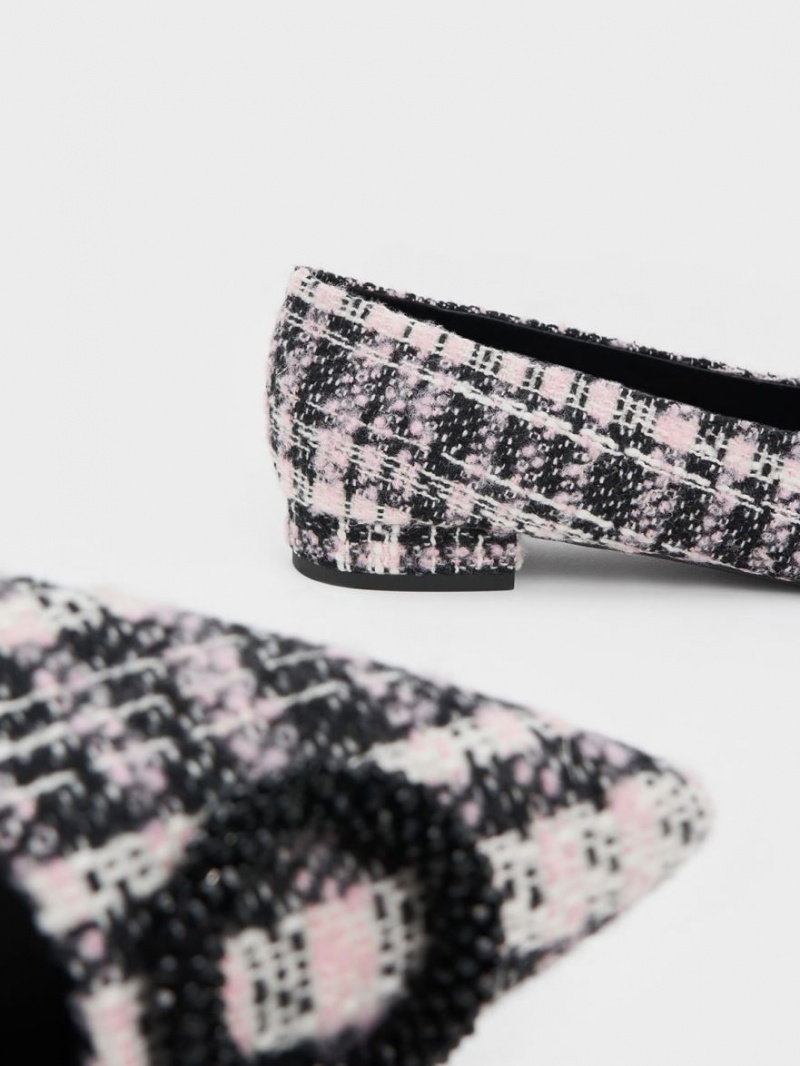Παπουτσια Μπαλαρινεσ Charles And Keith Tweed Beaded Circle μαυρα | 12463-KSHD