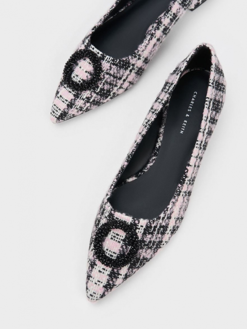 Παπουτσια Μπαλαρινεσ Charles And Keith Tweed Beaded Circle μαυρα | 12463-KSHD