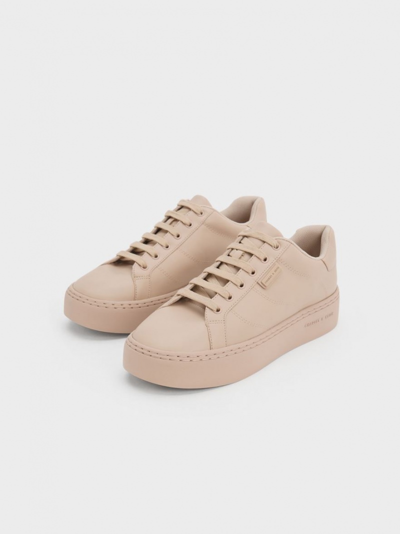 Αθλητικα Παπουτσια Charles And Keith Tweed δαντελα-Up Μπεζ | 85940-YBDZ