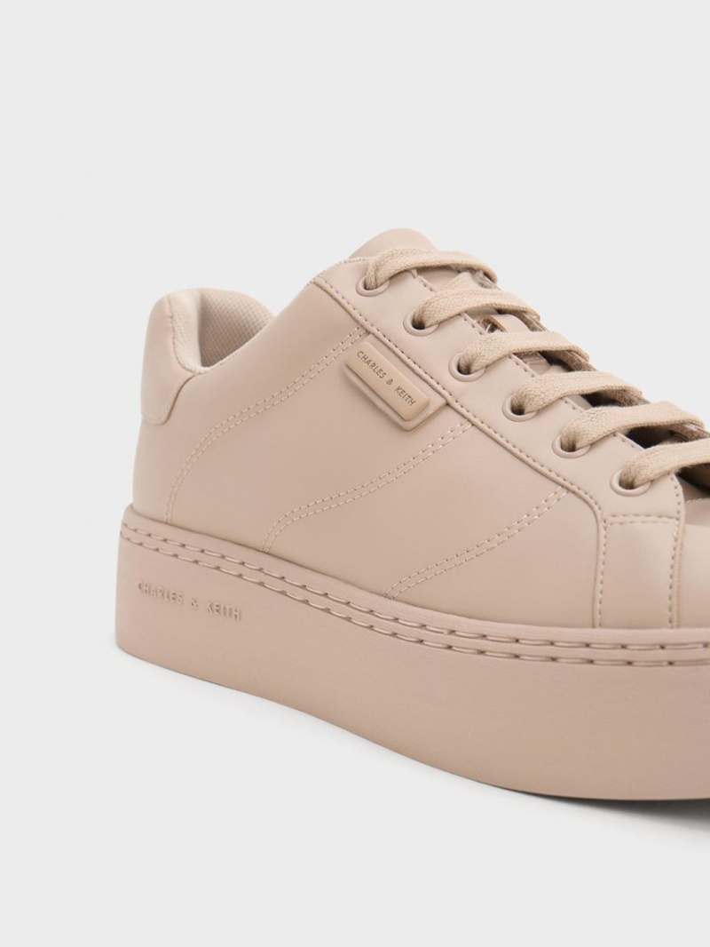 Αθλητικα Παπουτσια Charles And Keith Tweed δαντελα-Up Μπεζ | 85940-YBDZ