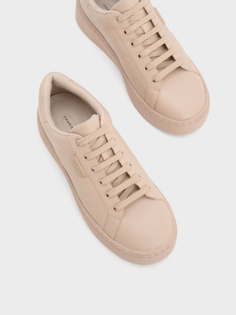 Αθλητικα Παπουτσια Charles And Keith Tweed δαντελα-Up Μπεζ | 85940-YBDZ