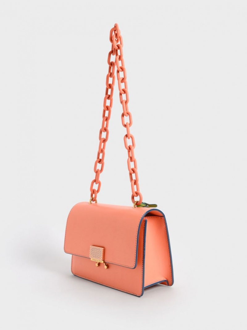 τσάντεσ ώμου Charles And Keith Twisty πορτοκαλι | 97568-EPKG
