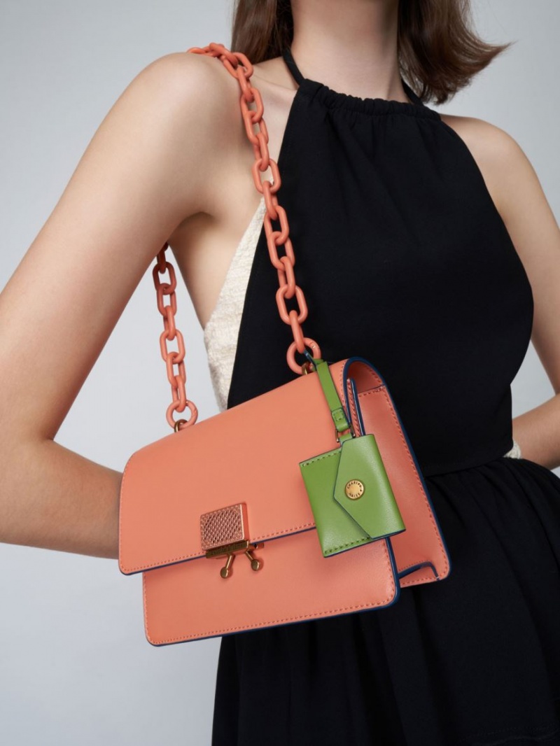 τσάντεσ ώμου Charles And Keith Twisty πορτοκαλι | 97568-EPKG