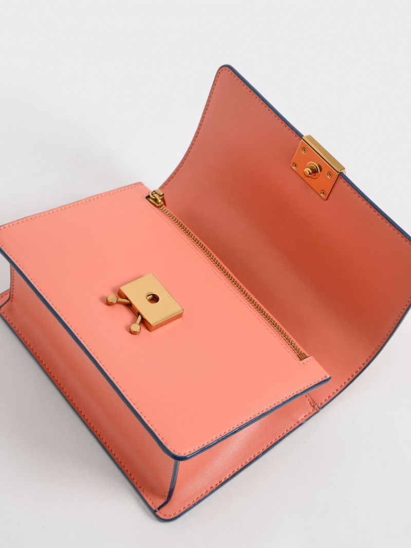 τσάντεσ ώμου Charles And Keith Twisty πορτοκαλι | 97568-EPKG