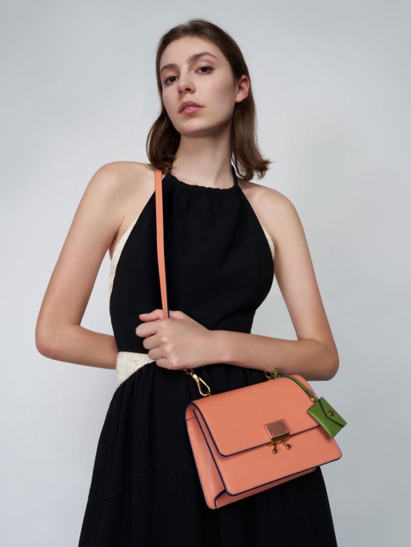 τσάντεσ ώμου Charles And Keith Twisty πορτοκαλι | 97568-EPKG
