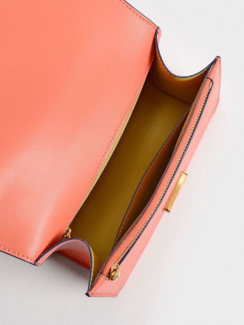 τσάντεσ ώμου Charles And Keith Twisty πορτοκαλι | 97568-EPKG