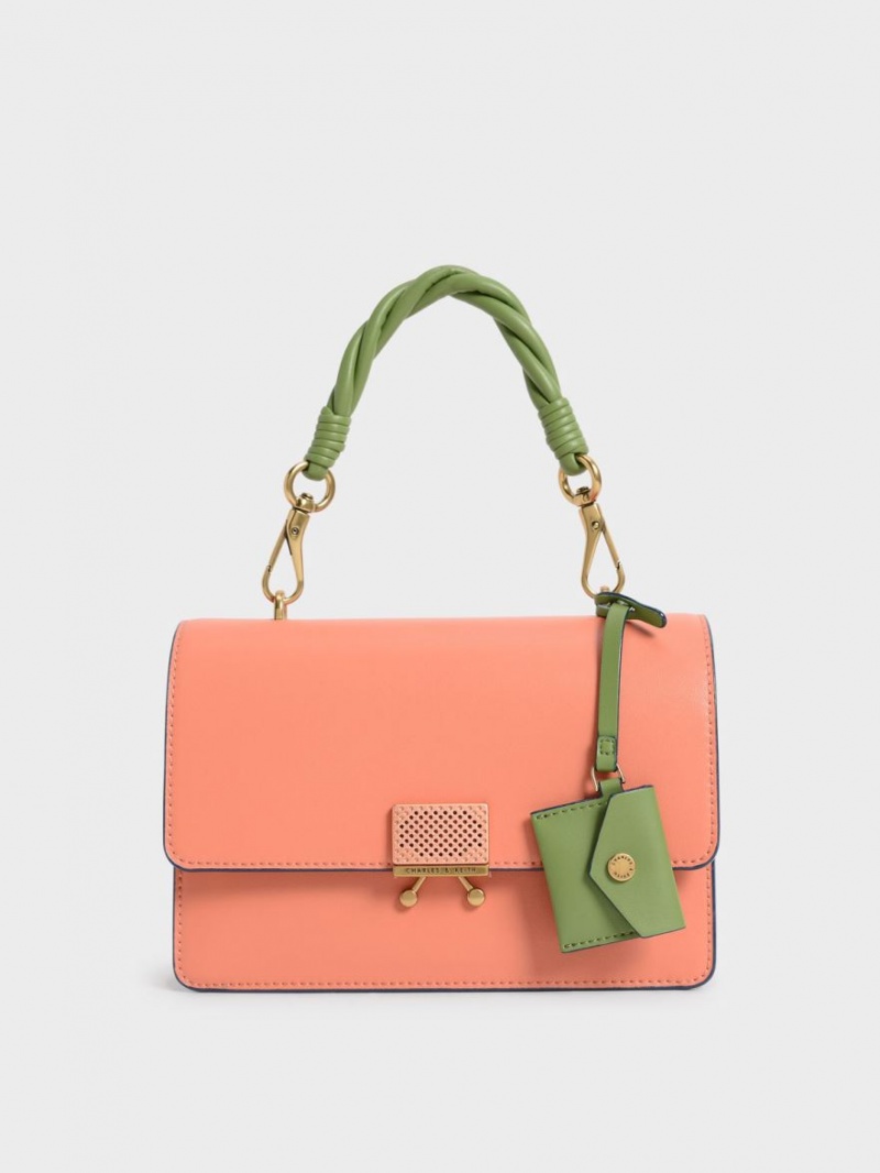 τσάντεσ ώμου Charles And Keith Twisty πορτοκαλι | 97568-EPKG