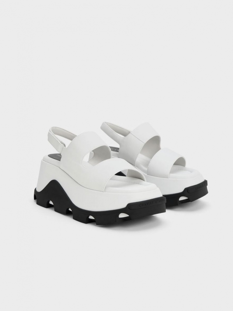 Πεδιλα Πλατφορμεσ Charles And Keith Two-Tone Asymmetric ασπρα | 23541-ZNWK