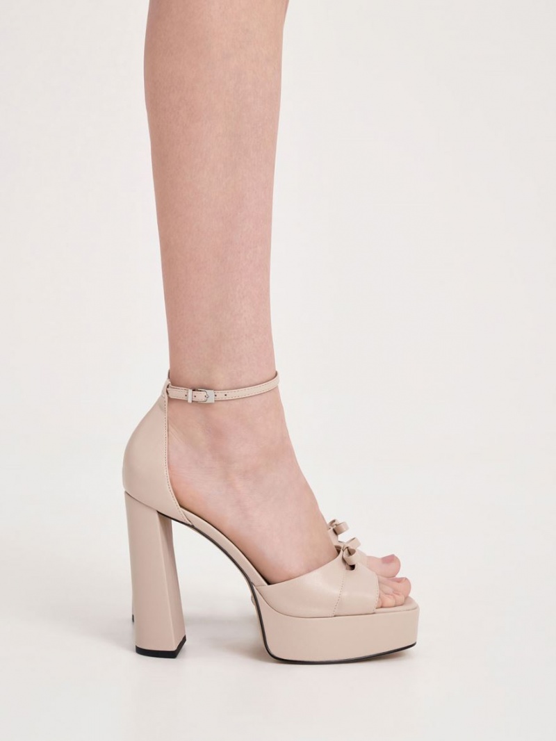Πεδιλα Πλατφορμεσ Charles And Keith Verona δερματινα Μπεζ | 05278-DQIG