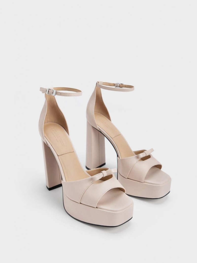 Πεδιλα Πλατφορμεσ Charles And Keith Verona δερματινα Μπεζ | 05278-DQIG
